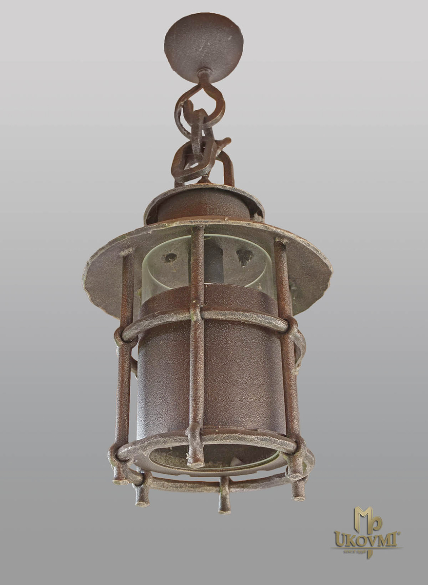 Závesné svietidlo -  kovaná lampa KLASIK s tienidlom - exteriérové svietidlo