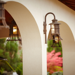 Luxusné bočné lampy ručne vykované pre exteriér - svietidlá pre osvietenie garáží v medenej patine