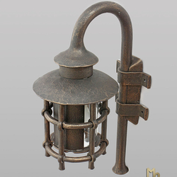 Ručne kované exteriérové svietidlo s tienidlom vyrobené v UKOVMI - exkluzívna nástenná lampa